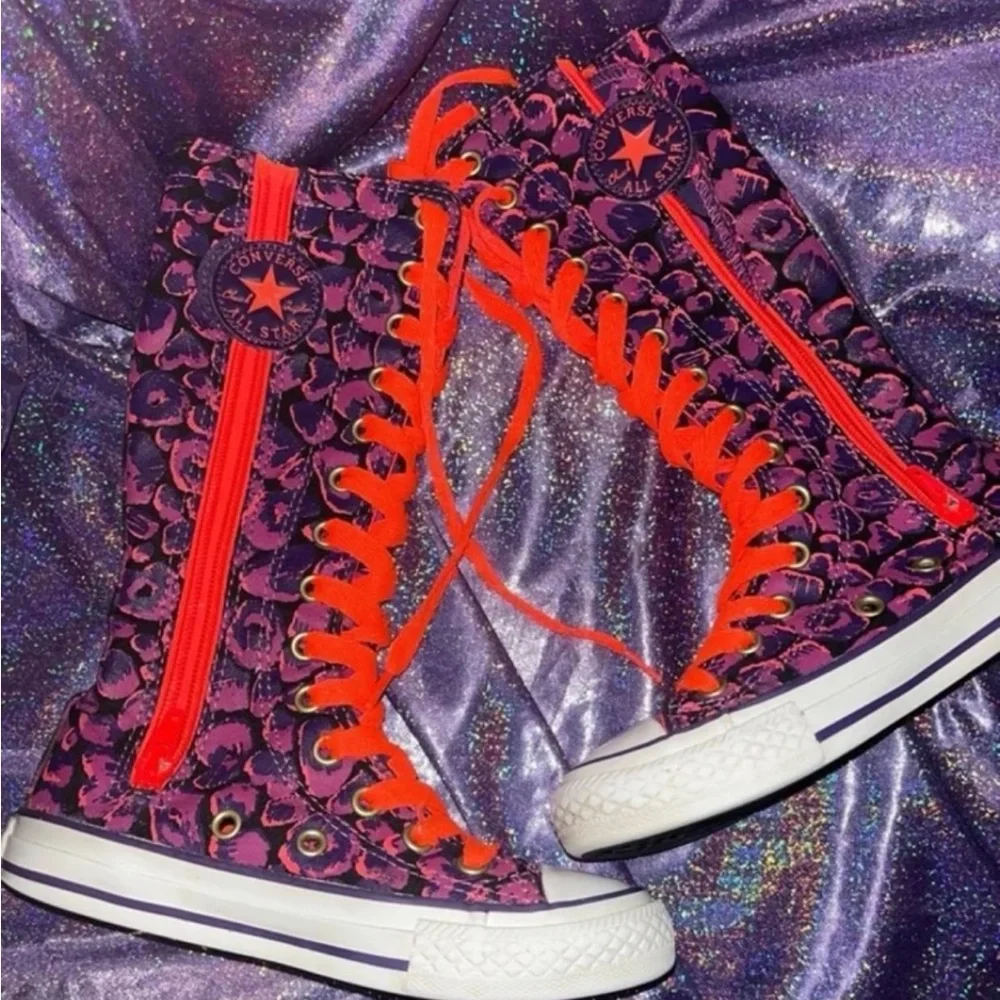 Rare Kids Leopard Print Neon Converse